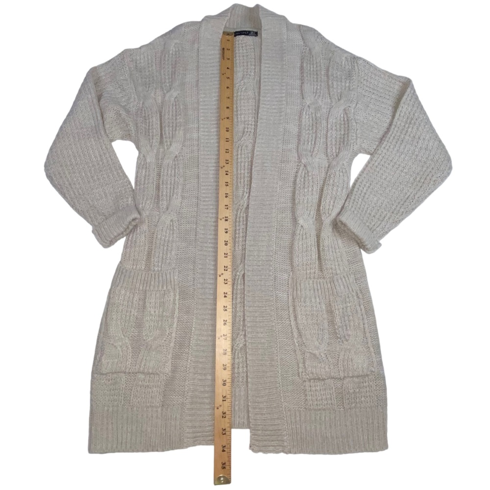 Black Tape Cable-Knit Open-Front Oversized Cardigan - Women’s Small - Picture 4 of 10